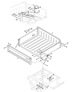 Cargo Bed Diagram and Parts List for 465 4X4-EFI-1I029Z-1H020Z-37BMD710 Cub Cadet Lawn Tractor Accessories